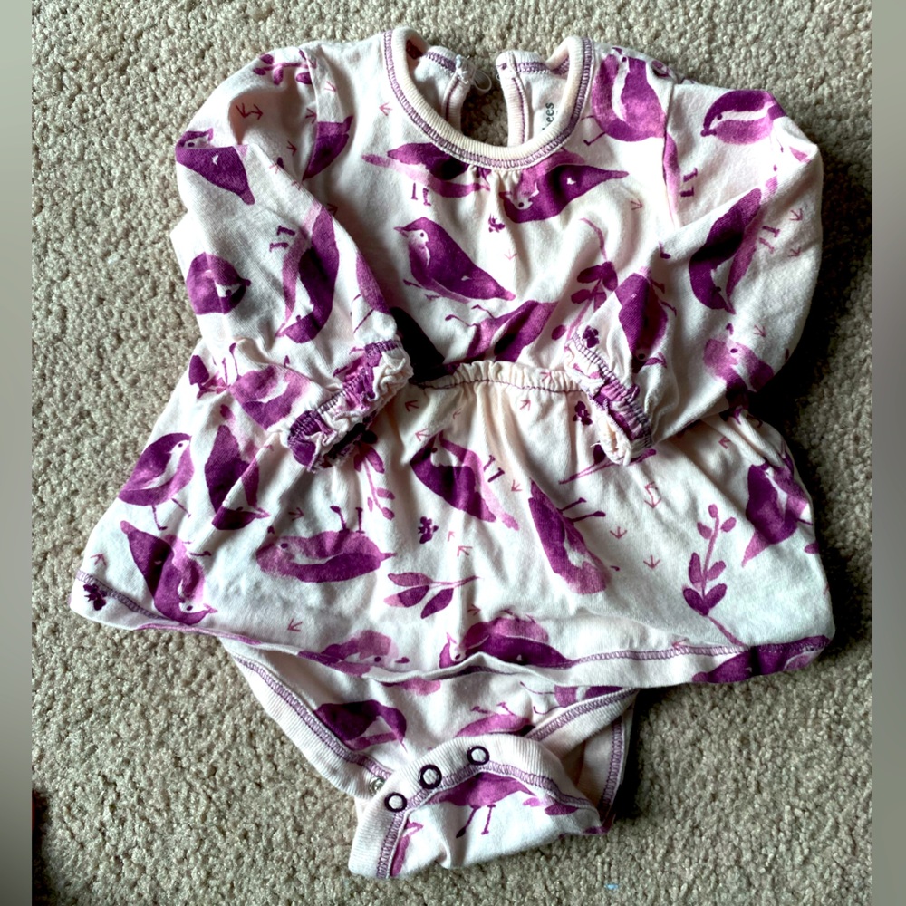 Burt’s Bees Baby - Little Birdies Organic Cotton Bodysuit Dress - 0-3 months